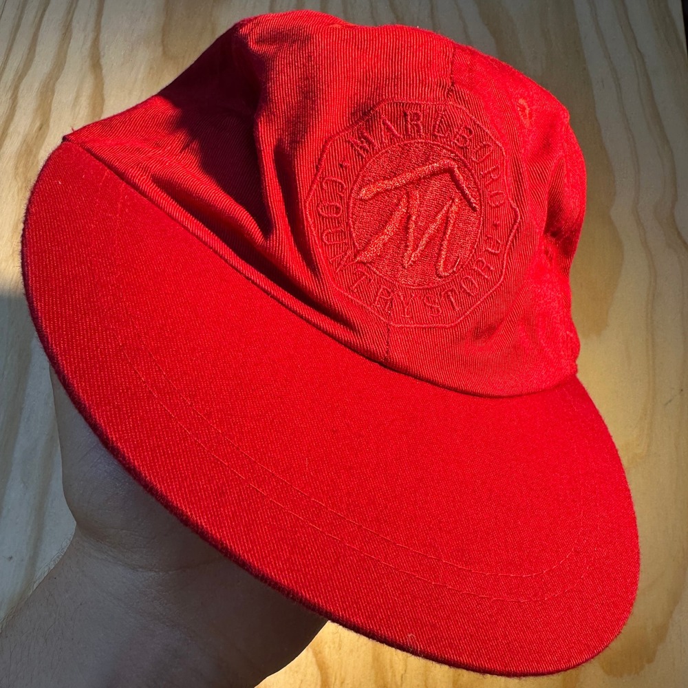 Marlboro Country Store Red Baseball Cap Vintage Leather Strap Hat OSFM